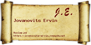 Jovanovits Ervin névjegykártya