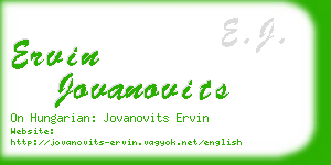 ervin jovanovits business card